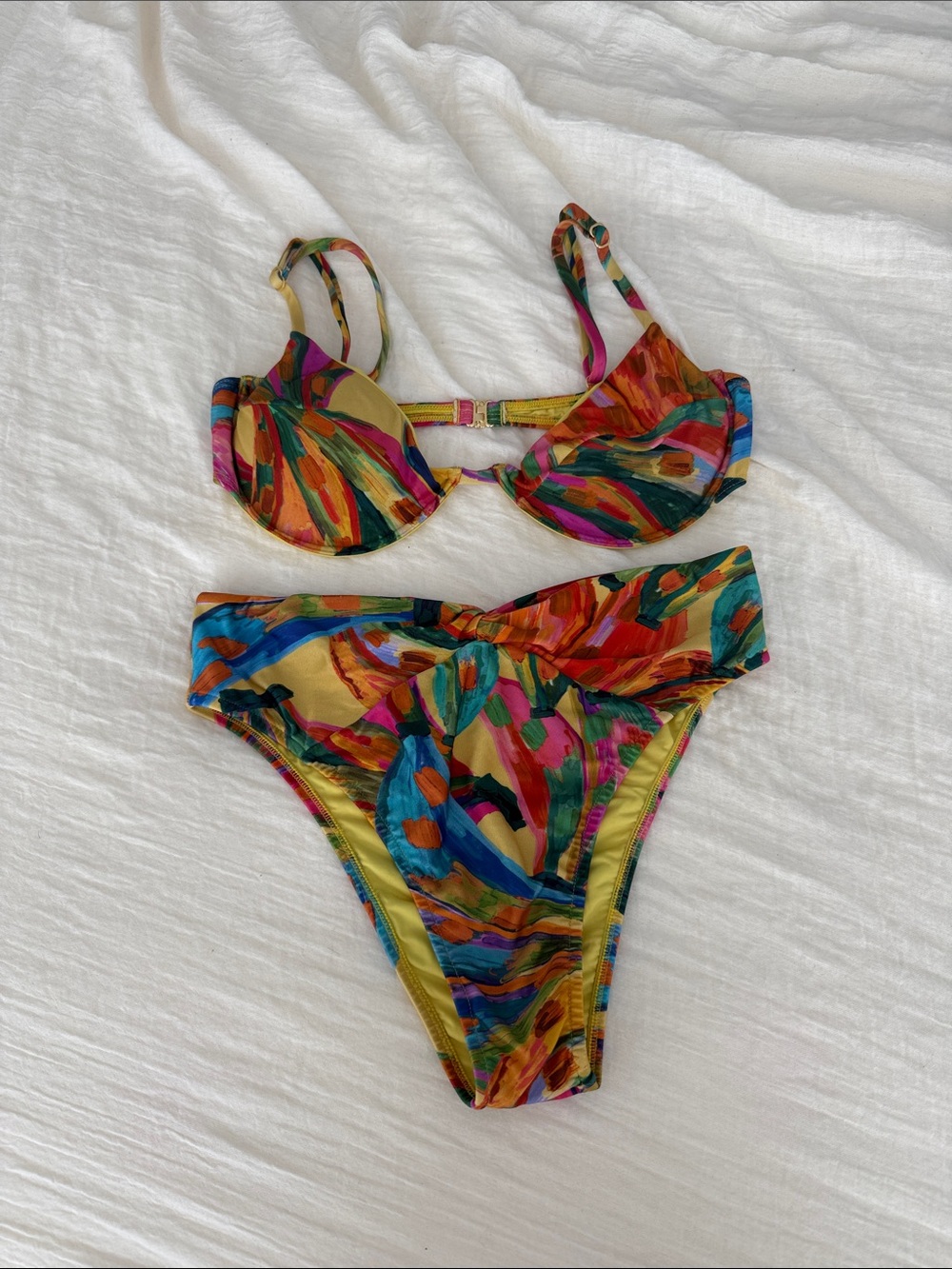 FARM Rio Multicolor Abstract Brushstroke Bikini
